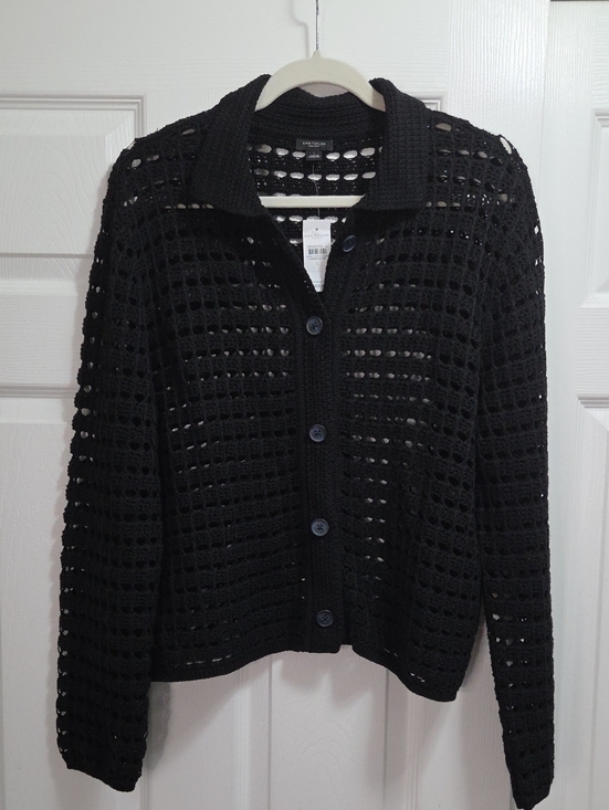 Ann Taylor Sweaters - Ann Taylor Black Open-Knit Button Down Cardigan